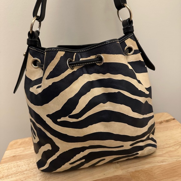 Dooney & Bourke Zebra Print Shoulder Bag - Black and Tan - Picture 5 of 12